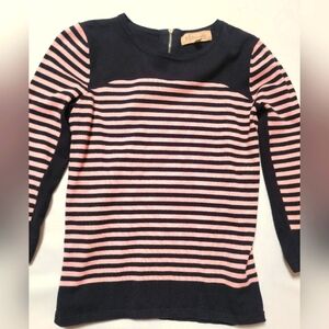 Philosophy Navy and Pink Zip Back 3/4 sleeve Sweater- S